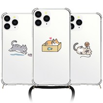 갤럭시A10E A102 갤A10E 전용 냥냥이 하루 투명 넥스트랩 방탄 젤하드 휴대폰 케이스