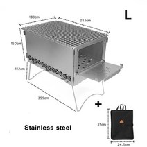 드럼통 화로 이중연소 화로대 육각 밥그릴 주물 휴대용 캠핑 스토브 티타늄 나무 굽기 스토브 바베큐 그릴 초경량 겨울 난방 피크닉 바베큐 야외 장작 스토브, 1-스테인레스 스틸