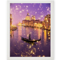 액자 세트 DIY 보석 큐빅 비즈 십자수 30x40 cm, 71.베네치아 사공(화이트), 1개