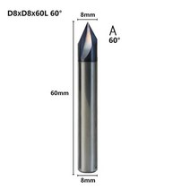 3 플루트 모따기 밀링 커터 60도 cnc 라우터 비트 2-12mm 텅스텐 카바이드 모따기 엔드 밀 cnc 조각 밀링 도구, 8xD8x60도, 1개