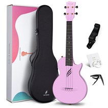 Enya Nova U Pro 우쿨렐레 테너 사이즈・카본 일체 성형 우쿨렐레 킷 부속품：우쿨렐레 케이스 스트랩 카포 플로로 카본 교체 현(퍼플 Purple)