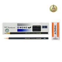 톰보우 2B 연필 12p + 지우개 중 문구세트, 혼합, 1세트