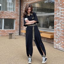 여성 유니크한 여름 반팔 와이드 팬츠 점프수트 바지