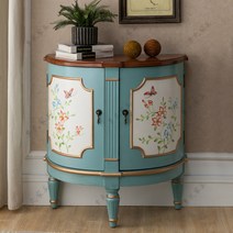 사이드 서랍장 거실 복도 안방 엔틱 콘솔, 그린 + 화이트