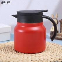 304 스테인리스 대용량 온수병 가정용 업소용 물병 이중 진공 손잡이 커피병 도매, 붉은색, 800마라