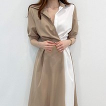 JINGHENG 예쁜 원피스 린넨 원피스 브이넥원피스 드레스97854165525
