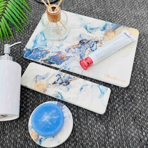 아르앤유 욕실 습기제거 프리미엄 규조토 비누 컵 받침 3종 트레이, 대리석모양