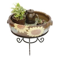 실내정원 옹기 주전자 분수 자연 가습기 집습도수반, 하얀꽃