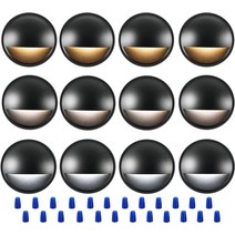 CLOUDY BAY [6팩] 3CCT 저전압 LED 데크 조명 야외 2700K/3500K/5000K 가능 조경 계단 난간 펜스, 04 블랙 | 12팩