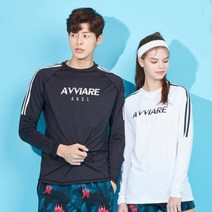 아키클래식 루즈핏 더블라인 래쉬가드 남녀공용 화이트