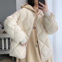 숏패딩코디 입기좋은 아가일 체크 패딩 오버핏 키작은여성