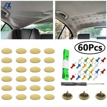 자동차 천장 처침 복원 헤드라이너 천 보수 헤드라이닝 수리 고정 핀 60 Pcs Diy 지붕 라이닝 키트 수정 처진 헤드 라이너 버클 스크류 트럭/자동차/밴 용 접착제 없음