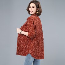 셔츠가디건패션 미드 노년 여성 봄가을 이너 와이셔츠 가을옷 와이드 루즈핏 핏아우터 중년 엄마 인쇄 꽃 3627448040