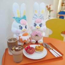 리코 도너츠 중형 (옵션: 투명창쇼핑백), 리코도너츠인형+분홍투명창쇼핑백(진분홍체크리본)