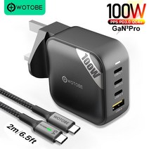 GaN USB 충전기 고속 충전 타입 C PD100W PPS 45W SCP QC4.0, 충전기 및 5A 케이블