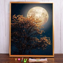 보석십자수 창업 도구 풍경 하늘 달 인쇄 크로스 스티치 패턴 DIY 자수 수제 그림 세공 뜨개질 스탬프 보석, 30x40cm, 14CT 면사, HMA65847_30x40cm_14CT 실크 스레드