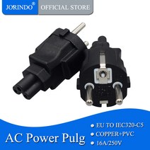 스마트싱스 스마트플러그 JORINDO EU4.8MM IEC320 C5 전력 변환기 3 홀 AC 변환 플러그 휴대용 전원 어댑터 16A/250V, [01] EU TO IEC320 C5, [01] Black, 01 EU TO IEC320 C5_01 Black