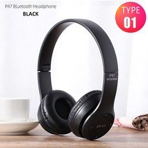MP3플레이어다기능 무선 스테레오 블루투스 헤드폰 MP3 플레이어 라디오 헤드셋 xiaomi 호환 10 아이폰 셀, 01 P47 Black