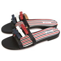 [럭스보이][톰브라운] 삼선 보우 브로그 슬라이드 FFF144A 06257 001 여자 슬리퍼 샌들