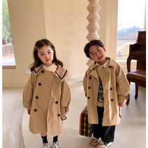 남아 여아 유아 아동 봄 베이지 배색 트렌치 코트 남매룩 결혼식 입학식 트윈룩 졸업식 등원룩 자매룩