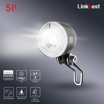Linkbest 50 럭스 헤드 라이트 Led 전기 자전거 라이트 StVZO 승인 방수 IPX 5 허브 디나모 Ebike Escooter, 한개옵션0