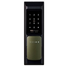 SSSAK AK-N102P(올리브그린) 푸시풀도어락 무타공번호키 현관문도어록 카드키4개, B지역설치의뢰(보강판포함)