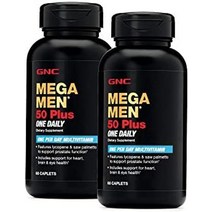GNC 지앤씨 Mega Men 50 Plus 남성용 종합비타민 정제 60정 2통 120정, 60인분 (2팩)