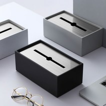 고급 스테인 사각티슈케이스 휴지 티슈 커버 케이스, 라이트그레이18x12x10CM실버커버M