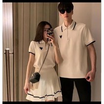 하트 셋업 여름 패밀리 커플룩 시밀러룩 신혼여행 제주도 카라티