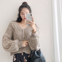 문비글 분위기에취해 꽈배기 브이넥 니트 가디건(knit689)