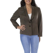 Le Suit 여성 헤링본 정장 별매 투버튼 블레이저, Medium Brown Combo, US 18 (XL)