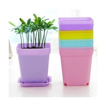 플라스틱 미니 화분 색상랜덤 그릇 사각 대형 분갈이 DIY 셀프 원예 선반 인테리어 꾸미기, 그린