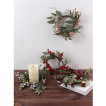 크리스마스 테이블셋팅 오나먼트 유카리 캔들링 리스 4종, 실버