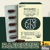 하이브레인 포스파티딜 징코 캡슐 은행잎추출물 기억력 개선 인지력 개선 비타민E 건강기능식품 포스파티딜세린, 1개, 60 캡슐