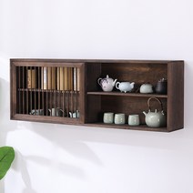 복고풍 오동나무 원목 카페 미니 그릇장 찬장 컵 수납장 그릇장식장, A(베이지 90cm)