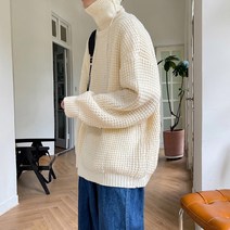 박시니트가디건 겨울 가을 목폴라 스웨터 남자 와이드 루즈핏 레이지 솔리드 무지 이너 풀오버 후드 아우터 2606515467