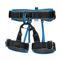 내구성 암벽 등반 rappelling 보호 장비 허리 및 다리 크기 조정을위한 내구성 등반 하네스 하프 바디 안전 안전, 폴리 에스터, 블루 M