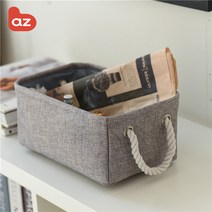 Laz 가정용 천 수납함 리빙박스, 그레이 리넨, 30*20*13cm