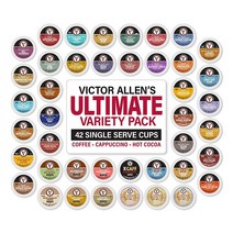 Victor Allen 커피 얼티밋 버라이어티 팩 (커피 코코아 및 카푸치노) 42개 큐리그 K컵 브루어용 1인용 포드