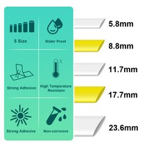 1pcs 5.8mm HSe-611 HSe 611 열 수축 튜브 라벨 테이프 검정색 노란색 Brother P-touch PT-H110 프린터 호, 한개옵션0