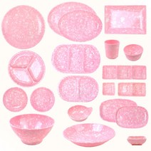 뉴트로 마블 멜라민 분식 그릇 안깨지는 캠핑용 피크닉 접시 면기 핑크 블루 16종 4color, 5. 프릴사각, 그린