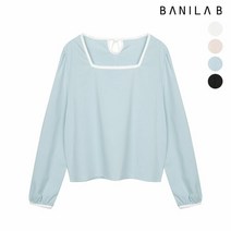 [바닐라비] 여성 벌룬 소매 스퀘어넥 린넨 블라우스