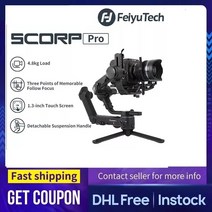 dslr 짐벌 캐논 6dmark2 오막포 feiyutech feiyu scorp-c 3축 핸드헬드 짐벌 스태빌라이저 핸들 그립 dslr 카메라용 소니캐논 폴 삼각대 포함, 듀얼 핸드 그립