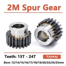스퍼기어 스텝 키웨이 보어 스퍼 2 M 모터 기어 OD 45 탄소강 1 개 RC부품, 14.19 Teeth - 15mm  (keyway 5)