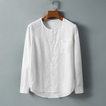 여름 차이나 빈티지 노칼라 긴팔 리넨 셔츠 남 루즈핏 면마 화이트 셔츠 여성반팔남방 여자셔츠코디 블라우스 여성롱셔츠 커플린넨셔츠