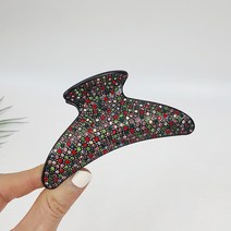 프랑스핀 블랙 반달 큐빅 스톤 10 cm 이중 집게 빅사이즈 올림머리 헤어 집게핀