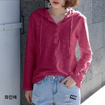푸아이 여성 빅사이즈 긴소매 얇은 후드 티셔츠 캠퍼스룩 여친룩RW939
