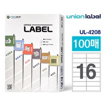 유니온플러스 unionplus 전산라벨16칸(100매입)(4208) UL-4208 99.1x33.9mm 1개