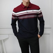 네레토 남성 골프웨어 상의 긴팔 간절기 보더 스트라이프 2컬러