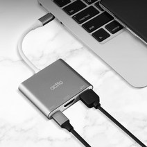 엑토 3in1 C타입 멀티 허브 (TC-25) PD 충전 USB3.0 HDMI 초고속 연결 데이터 전송, 회색